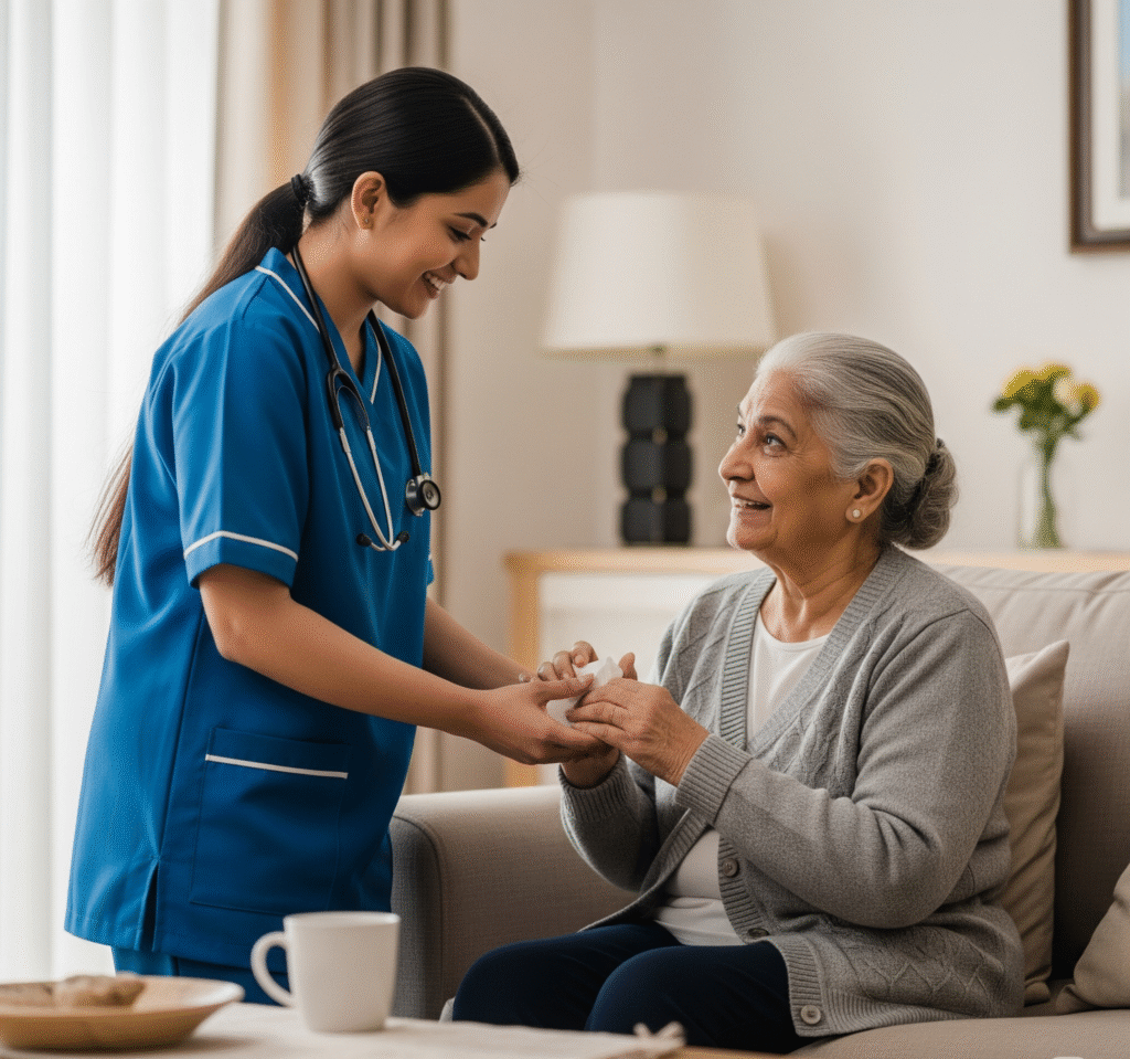 Compassionate, personalized care for your loved ones at home. Our trained caregivers in Gurgaon support daily needs, companionship, and health monitoring—ensuring comfort, dignity, and peace of mind.